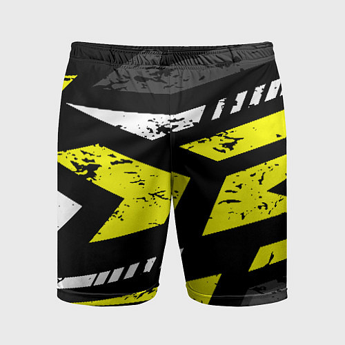 Мужские спортивные шорты Black yellow abstract sport style / 3D-принт – фото 1