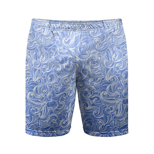 Мужские спортивные шорты Волны на голубом фоне / 3D-принт – фото 1