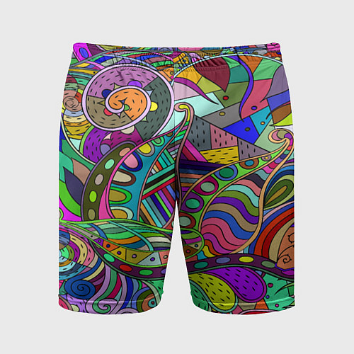 Мужские спортивные шорты Дудлы узор разноцветный хиппи / 3D-принт – фото 1