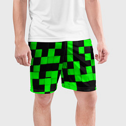 Шорты спортивные мужские ЗЕЛЕНЫЕ КУБИКИ, цвет: 3D-принт — фото 2
