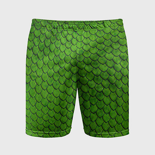 Мужские спортивные шорты Зелёная чешуя / 3D-принт – фото 1