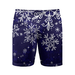 Мужские спортивные шорты Новогодние снежинки