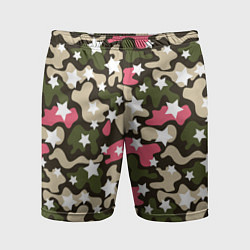Шорты спортивные мужские Позитивный камуфляж, цвет: 3D-принт