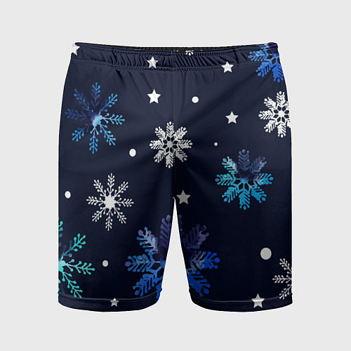 Мужские спортивные шорты Падающие снежинки уходящей зимы / 3D-принт – фото 1