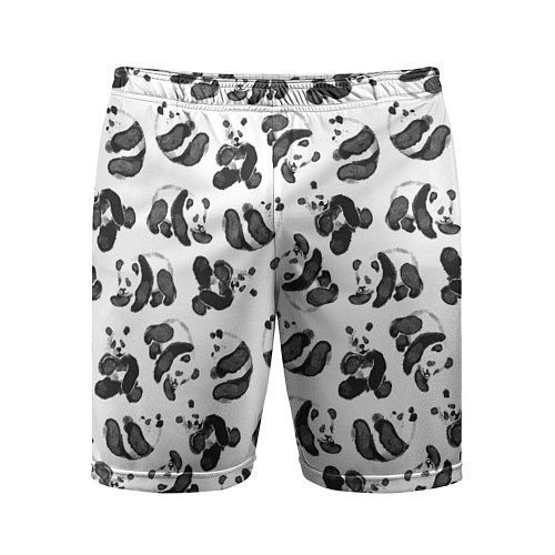 Мужские спортивные шорты Акварельные панды паттерн / 3D-принт – фото 1