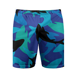 Шорты спортивные мужские Акулы паттерн, цвет: 3D-принт