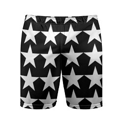Мужские спортивные шорты Белые звёзды на чёрном фоне