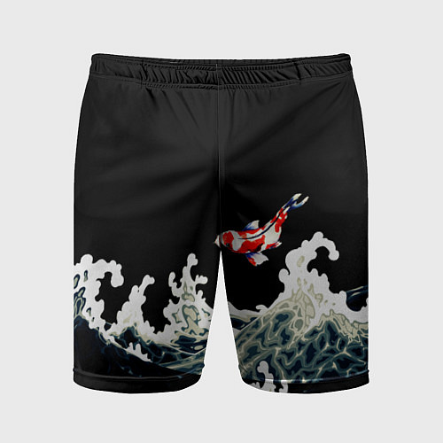 Мужские спортивные шорты Карп Кои Волна Япония Рыба / 3D-принт – фото 1
