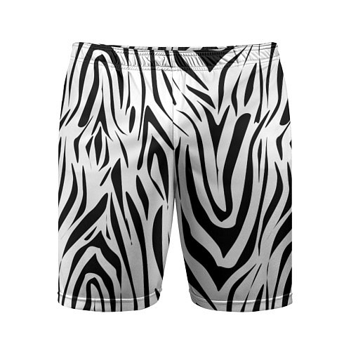 Мужские спортивные шорты Черно-белая зебра / 3D-принт – фото 1