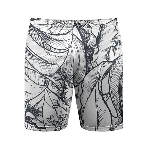 Мужские спортивные шорты Тропические листья / 3D-принт – фото 1