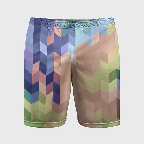 Мужские спортивные шорты Абстрактный бежево-синий узор / 3D-принт – фото 1