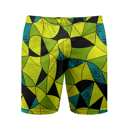 Мужские спортивные шорты Гранжевый яркий зеленый / 3D-принт – фото 1
