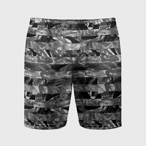 Мужские спортивные шорты Черно -белый полосатый узор / 3D-принт – фото 1
