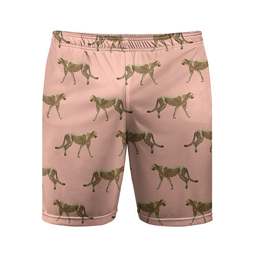 Мужские спортивные шорты Гепарды на розовом / 3D-принт – фото 1