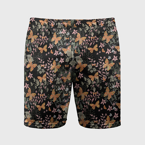 Мужские спортивные шорты Ретро узор Бабочки / 3D-принт – фото 1