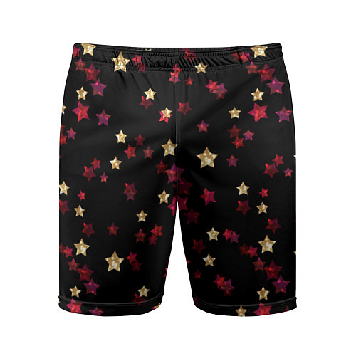 Мужские спортивные шорты Блестящие звезды на черном / 3D-принт – фото 1