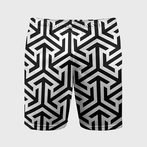Мужские спортивные шорты Геометрия Фигур черно - белая / 3D-принт – фото 1