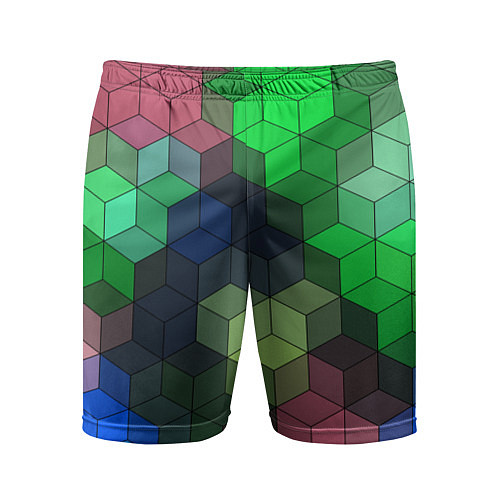 Мужские спортивные шорты Разноцветный геометрический уз / 3D-принт – фото 1