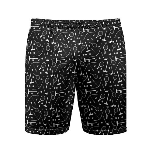 Мужские спортивные шорты Черно-белый спортивный узор / 3D-принт – фото 1