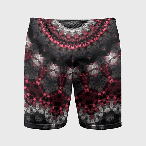 Мужские спортивные шорты Красно-черный мозаичный узор / 3D-принт – фото 1