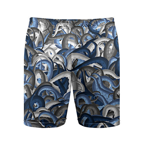 Мужские спортивные шорты Синий камуфляж с щупальцами / 3D-принт – фото 1