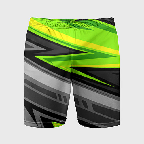 Мужские спортивные шорты Зеленые линии / 3D-принт – фото 1
