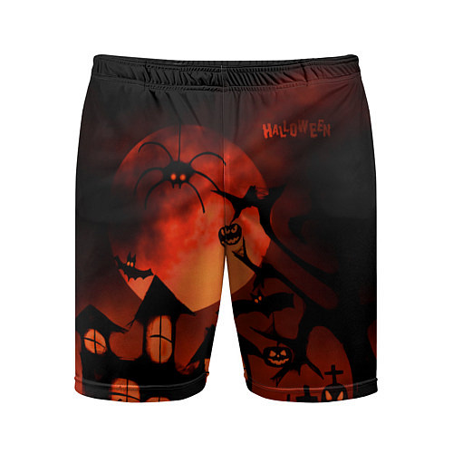 Мужские спортивные шорты Красная луна на Хэллоуин / 3D-принт – фото 1