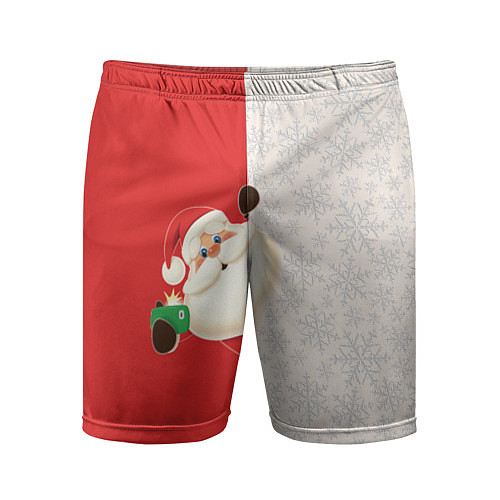 Мужские спортивные шорты Дед Мороз селфи / 3D-принт – фото 1