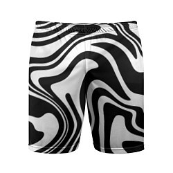 Шорты спортивные мужские Черно-белые полосы Black and white stripes, цвет: 3D-принт