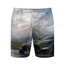 Шорты спортивные мужские Mercedes V8 Biturbo Racing Team AMG, цвет: 3D-принт