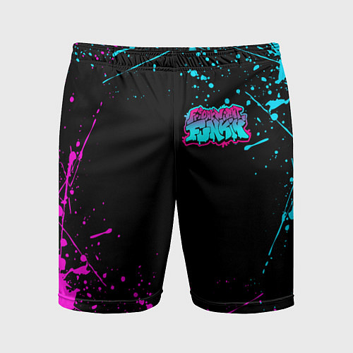Мужские спортивные шорты FRIDAY NIGHT FUNKIN NEON COLORS НЕОНОВЫЕ БРЫЗГИ / 3D-принт – фото 1