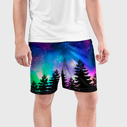 Шорты спортивные мужские Космический лес, елки и звезды, цвет: 3D-принт — фото 2