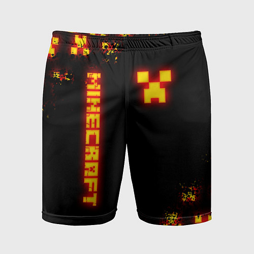 Мужские спортивные шорты MINECRAFT ОГНЕННЫЙ КРИПЕР / 3D-принт – фото 1