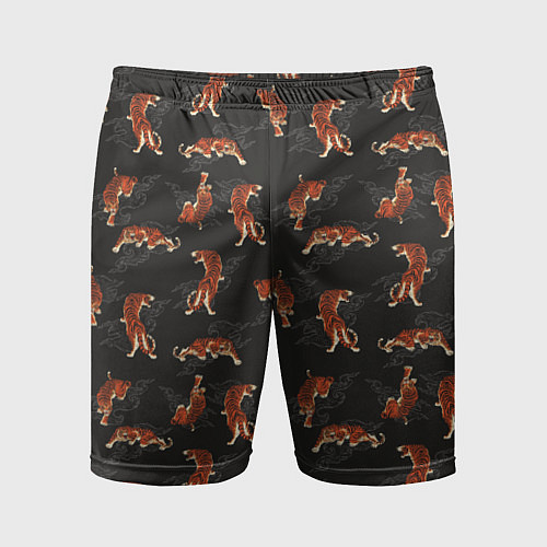 Мужские спортивные шорты Тигр-хищник в облаках / 3D-принт – фото 1