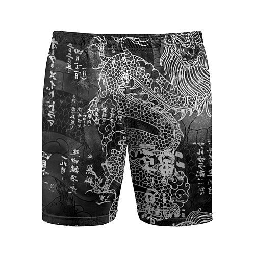 Мужские спортивные шорты Dragon Fire Иероглифы Японский Дракон / 3D-принт – фото 1