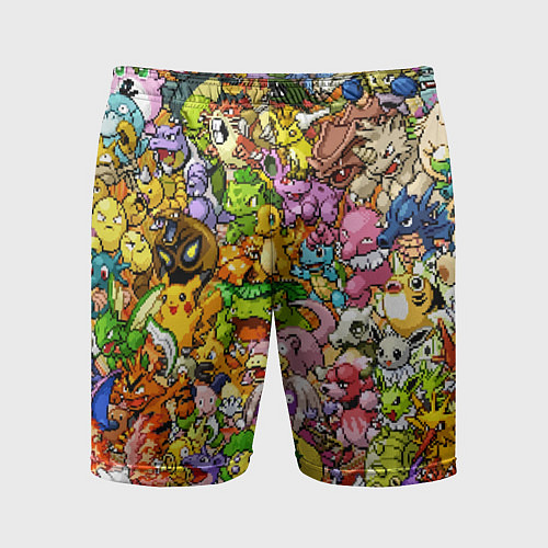 Мужские спортивные шорты ПОКЕМОНЫ В ПИКСЕЛЯХ PIXEL POKEMON / 3D-принт – фото 1