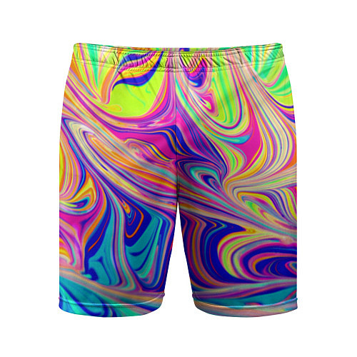 Мужские спортивные шорты Аномально яркие цветные разводы / 3D-принт – фото 1