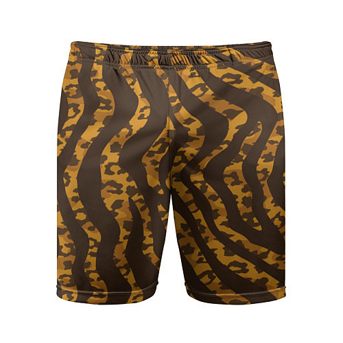 Мужские спортивные шорты Шкура тигра леопарда гибрид / 3D-принт – фото 1