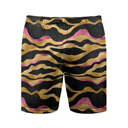 Шорты спортивные мужские Тигровый окрас Gold Pink, цвет: 3D-принт