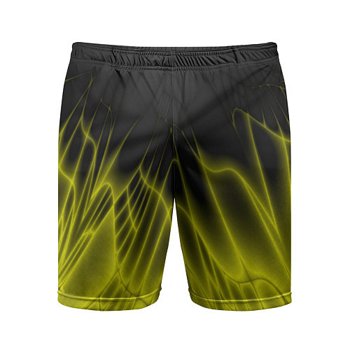 Мужские спортивные шорты Коллекция Rays Лучи Желтый и черный Абстракция 662 / 3D-принт – фото 1