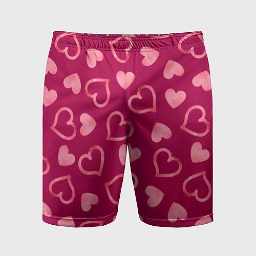 Мужские спортивные шорты Паттерн сердечки / 3D-принт – фото 1