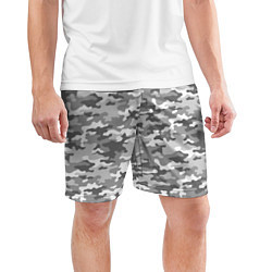 Шорты спортивные мужские Серый Военный Камуфляж, цвет: 3D-принт — фото 2