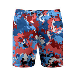 Шорты спортивные мужские Красно-синий камуфляж, цвет: 3D-принт