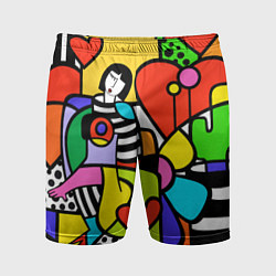 Шорты спортивные мужские Romero Britto - valentines day, цвет: 3D-принт