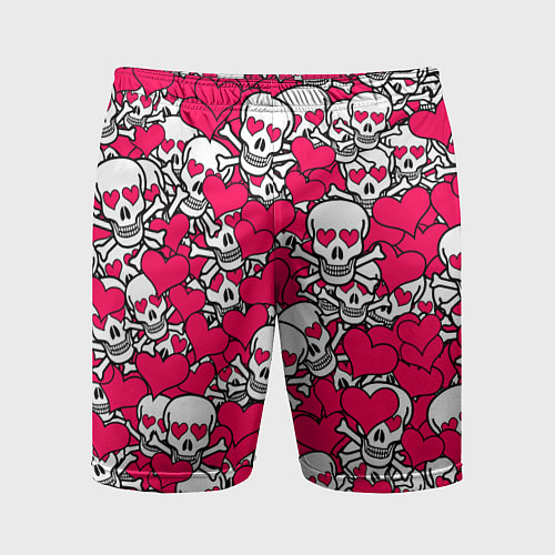 Мужские спортивные шорты Влюбленные черепа / 3D-принт – фото 1