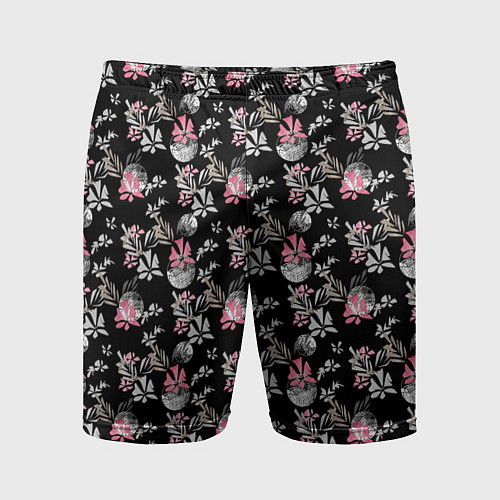 Мужские спортивные шорты Абстрактный черно-розовый узор / 3D-принт – фото 1