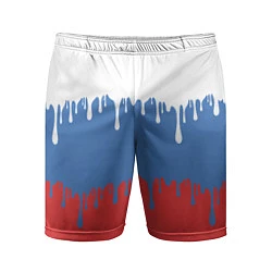 Шорты спортивные мужские Флаг России потёки, цвет: 3D-принт