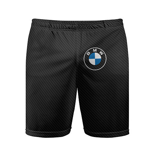 Мужские спортивные шорты BMW LOGO CARBON ЧЕРНЫЙ КАРБОН / 3D-принт – фото 1