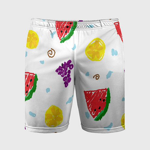 Мужские спортивные шорты Пиксельные фрукты / 3D-принт – фото 1