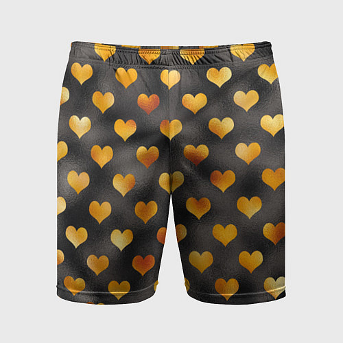 Мужские спортивные шорты Сердечки Gold and Black / 3D-принт – фото 1